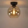plafondlamp_zwart_met_amb_4.webp Discount Straluma Plafondlamp zwart met amber glas 20 cm