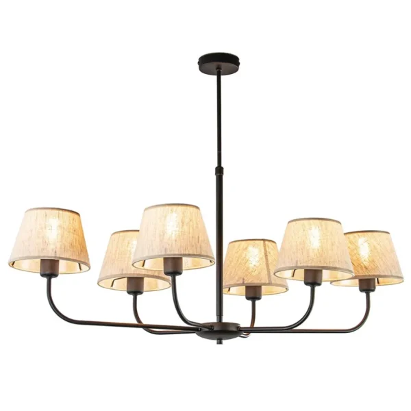 plafondlamp_zwart_met_bei_1.webp New Straluma Plafondlamp zwart met beige kapjes
