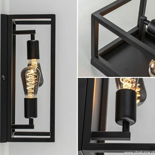 New Straluma Plafondlamp/wandlamp zwart open frame