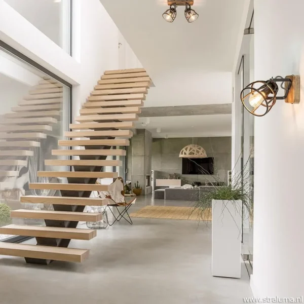 Best Sale Straluma Plafondspot 2-L korf zwart/hout industr.