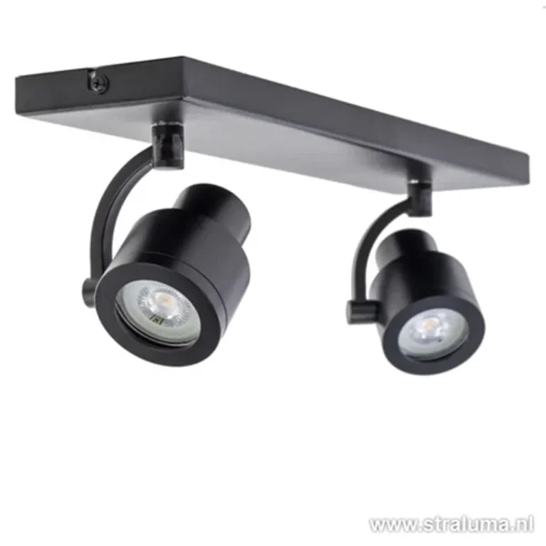 plafondspot_mat_zwart_bal_2.webp Hot Straluma Plafondspot mat zwart balk 2-lichts gu10