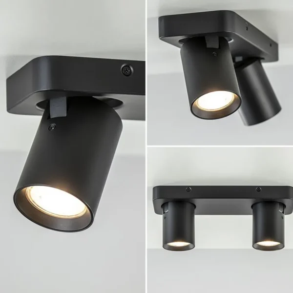 Hot Straluma Plafondspot Oliver 2L zwart balk+tubes
