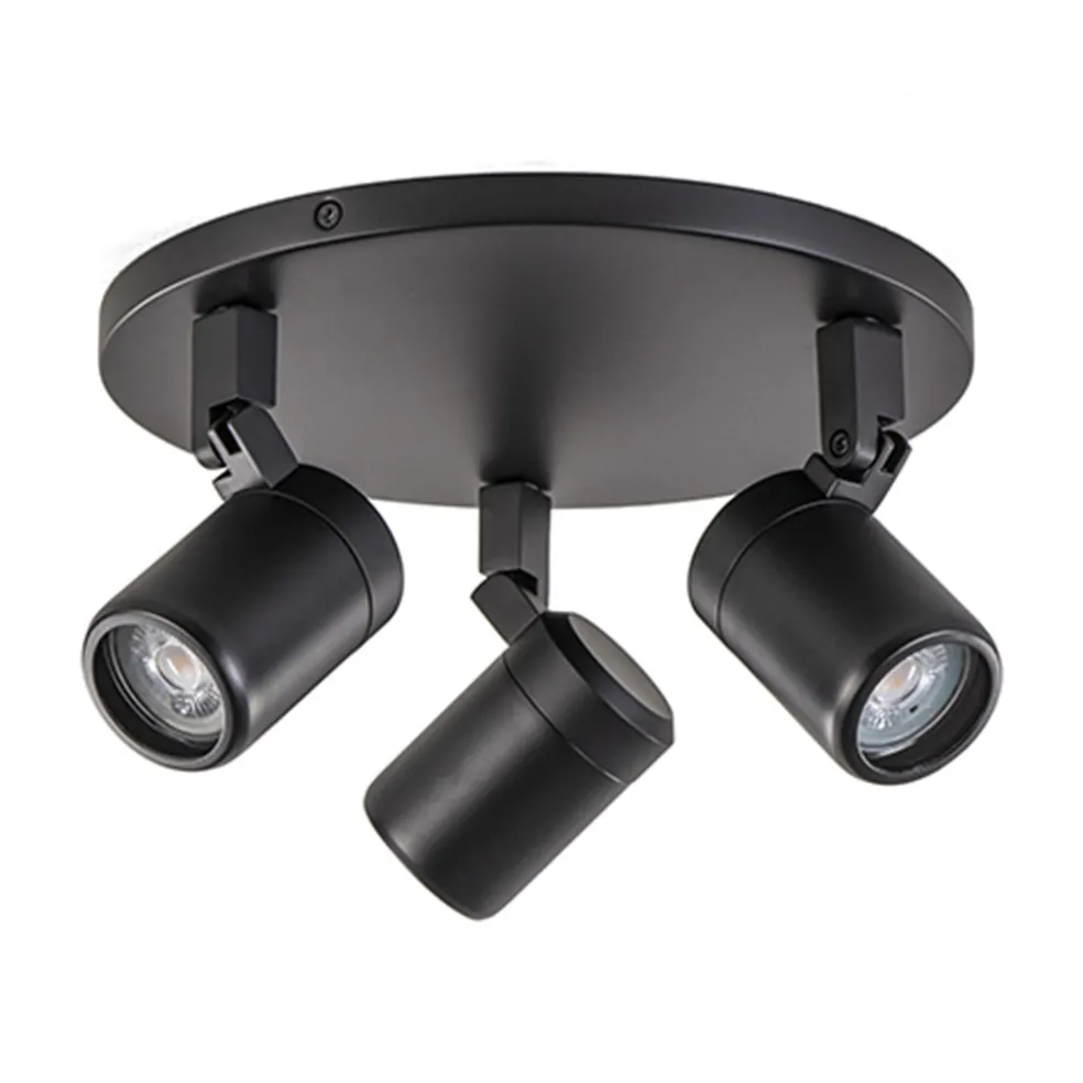 New Straluma Plafondspot Rain 3L rond zwart IP44