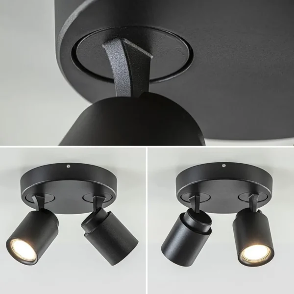 Shop Straluma Plafondspot Razza 2L rond zwart gu10