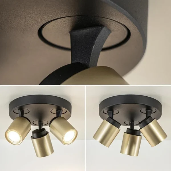 Discount Straluma Plafondspot Razza 3l rond zwart/goud gu10