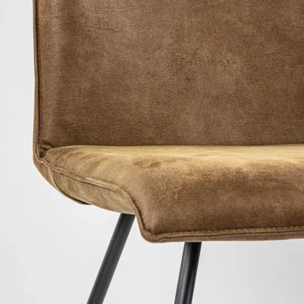 Flash Sale Straluma PU lederen eetkamerstoel camel met smalle zwarte pootjes