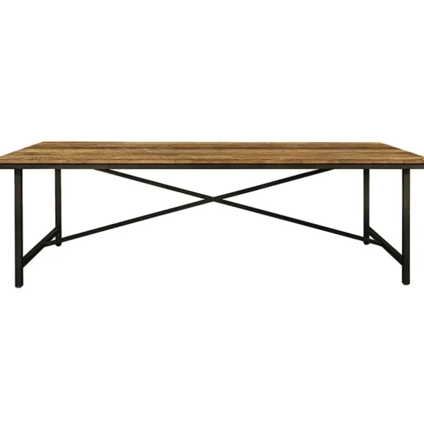 Online Straluma Rechthoekige eettafel oud teak hout met zwart metalen poot