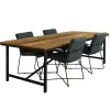 Online Straluma Rechthoekige eettafel oud teak hout met zwart metalen poot