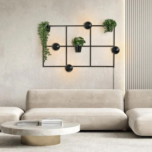 Flash Sale Straluma Rechthoekige wandlamp zwart frame met plantenpotten