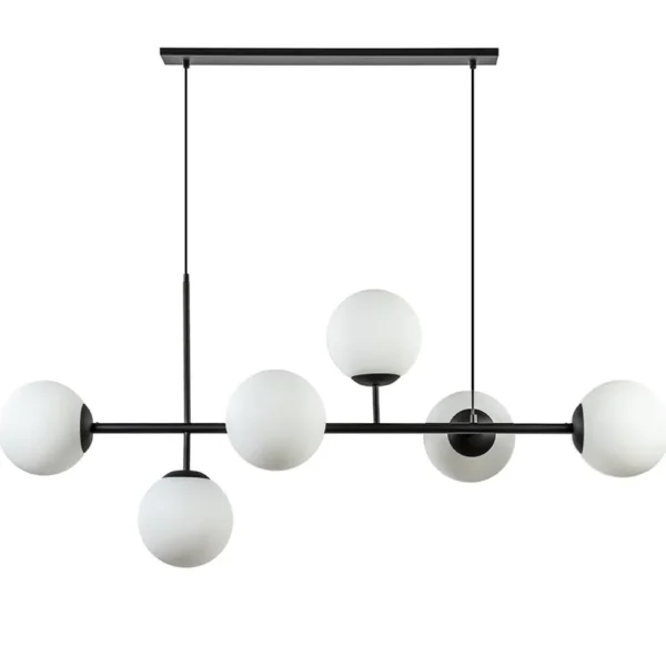 retro_eettafel_hanglamp_z_0.webp New Straluma Retro eettafel hanglamp zwart met witte glazen bollen