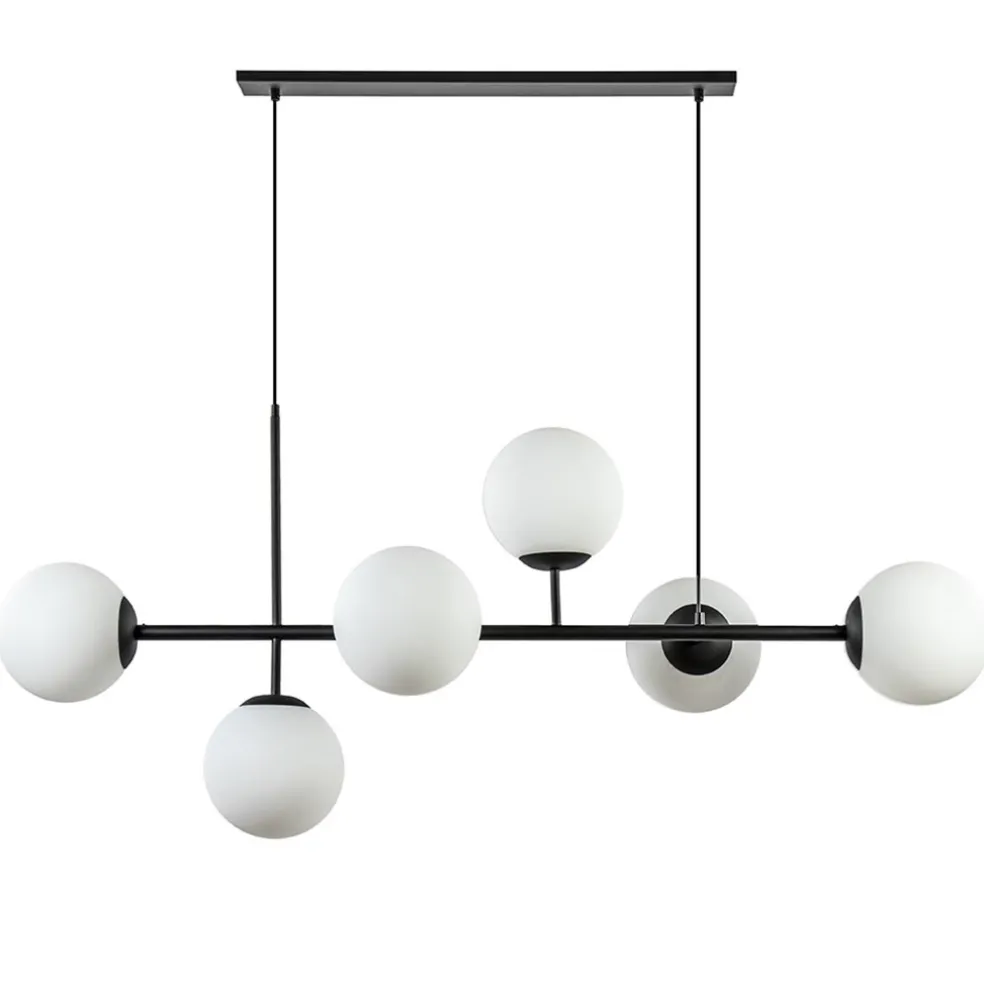 retro_eettafel_hanglamp_z_0.webp New Straluma Retro eettafel hanglamp zwart met witte glazen bollen