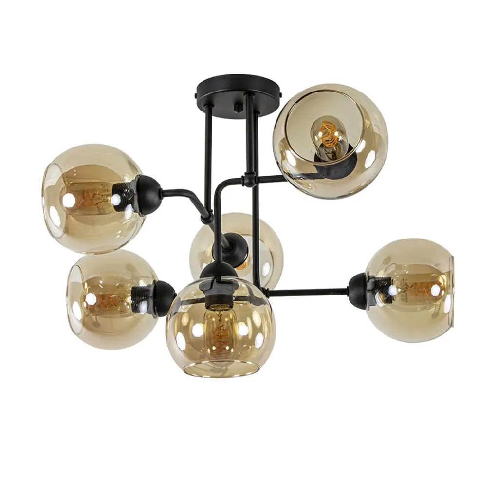 retro_plafondlamp_zwart_m_0-1.webp Sale Straluma Retro plafondlamp zwart met amber glas 6-lichts