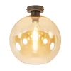 Cheap Straluma Retro plafondlamp zwart met amber glazen bol