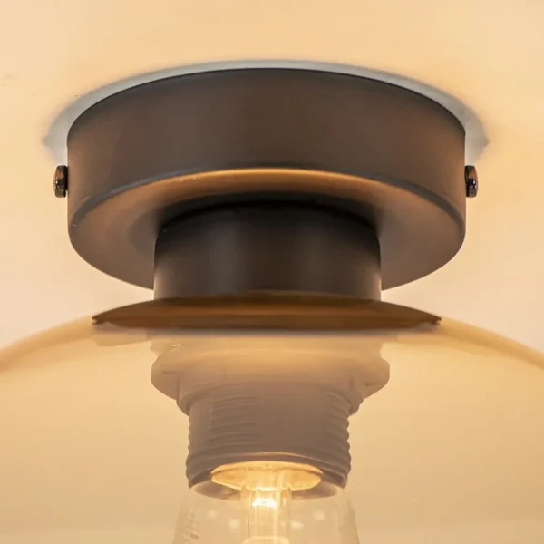 Cheap Straluma Retro plafondlamp zwart met amber glazen bol