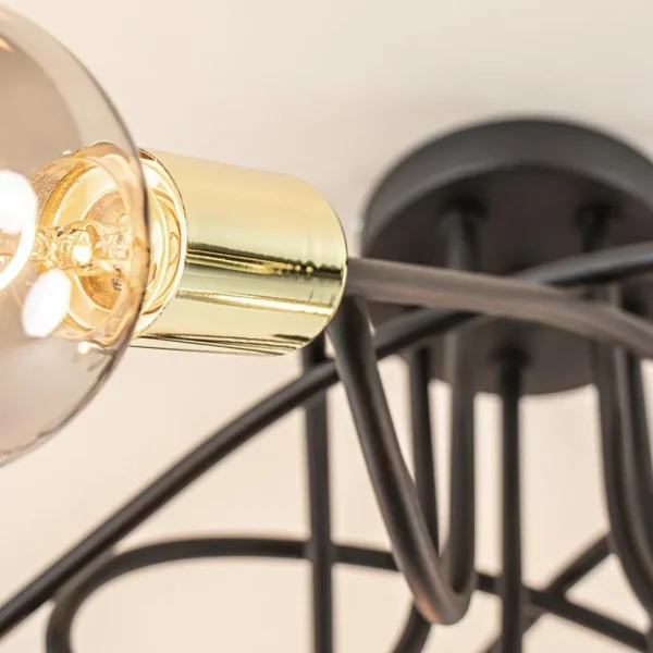 retro_plafondlamp_zwart_m_2.webp Best Straluma Retro plafondlamp zwart met gouden pendels