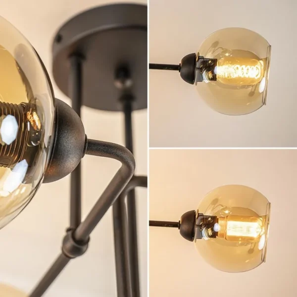 retro_plafondlamp_zwart_m_3-1.webp Sale Straluma Retro plafondlamp zwart met amber glas 6-lichts