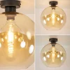 Cheap Straluma Retro plafondlamp zwart met amber glazen bol