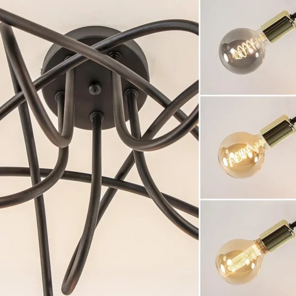 retro_plafondlamp_zwart_m_3.webp Best Straluma Retro plafondlamp zwart met gouden pendels