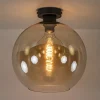 Cheap Straluma Retro plafondlamp zwart met amber glazen bol