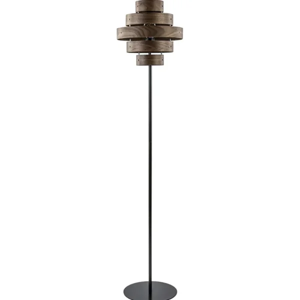 retro_vloerlamp_zwart_met_0.webp Online Straluma Retro vloerlamp zwart met walnoot houten kap