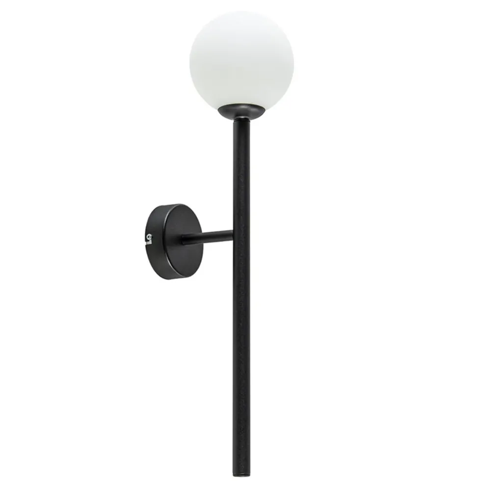 retro_wandlamp_zwart_met__0.webp Best Straluma Retro wandlamp zwart met witte glazen bol