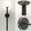 Best Straluma Retro wandlamp zwart met witte glazen bol