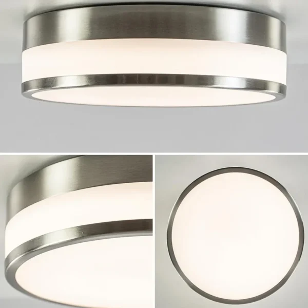 Best Straluma Ronde badkamer plafonnière nikkel met opaal glas