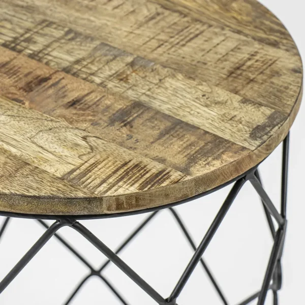 ronde_bijzettafel_mangoho_1.webp Best Straluma Ronde bijzettafel mangohout met zwart metaal