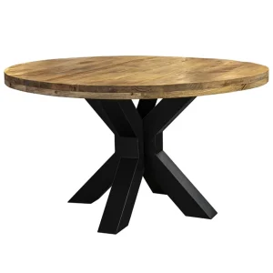 Store Straluma Ronde eettafel mangohout met zwarte poot Ø130 cm