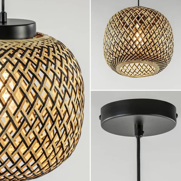 Store Straluma Ronde hanglamp bamboe naturel met zwart