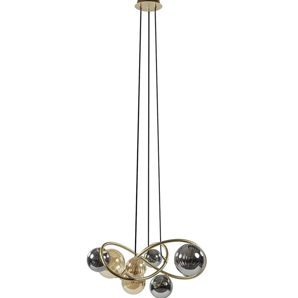 ronde_hanglamp_goud_met_a_0.webp Best Sale Straluma Ronde hanglamp goud met amber en smoke glas