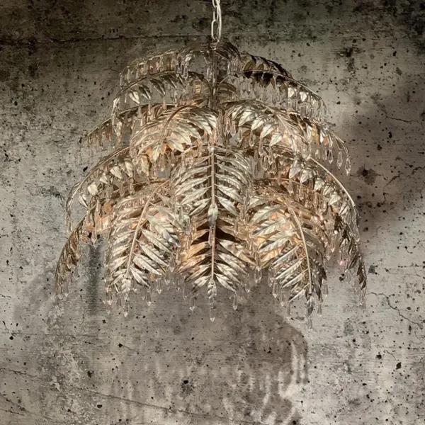 ronde_hanglamp_palm_ambac_2.webp Online Straluma Ronde hanglamp palm ambachtelijk zilver
