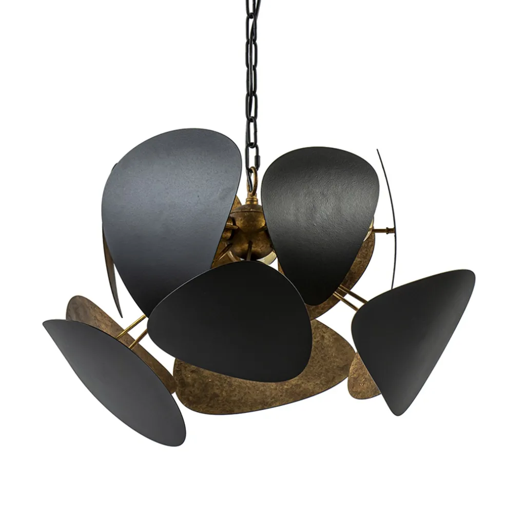 ronde_hanglamp_textured_b_0.webp Best Straluma Ronde hanglamp textured black met ambachtelijk brons