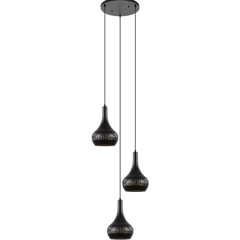 ronde_lichts_hanglamp_mat_0.webp Hot Straluma Ronde 3-lichts hanglamp mat zwart met goud
