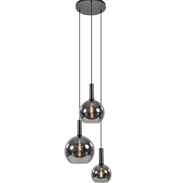 ronde_lichts_hanglamp_met_1.webp New Straluma Ronde 3-lichts hanglamp met diverse smoke glazen kappen