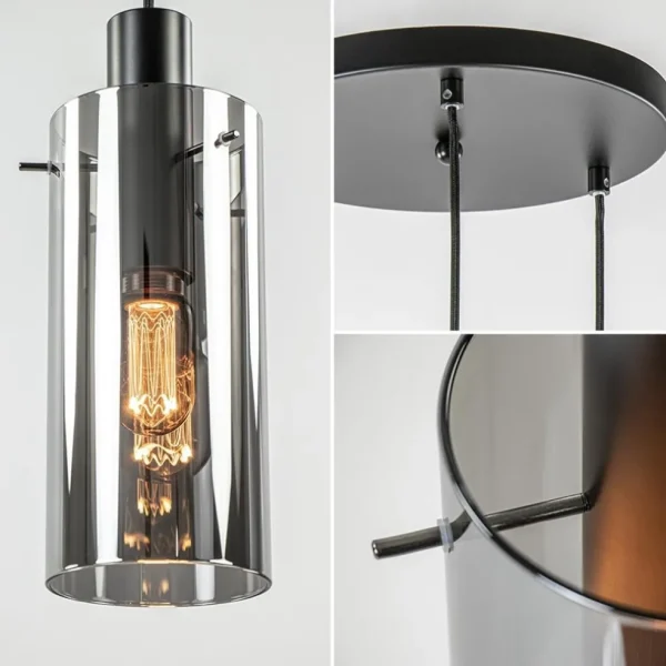 Cheap Straluma Ronde 3-lichts hanglamp met cilinder smoke glas