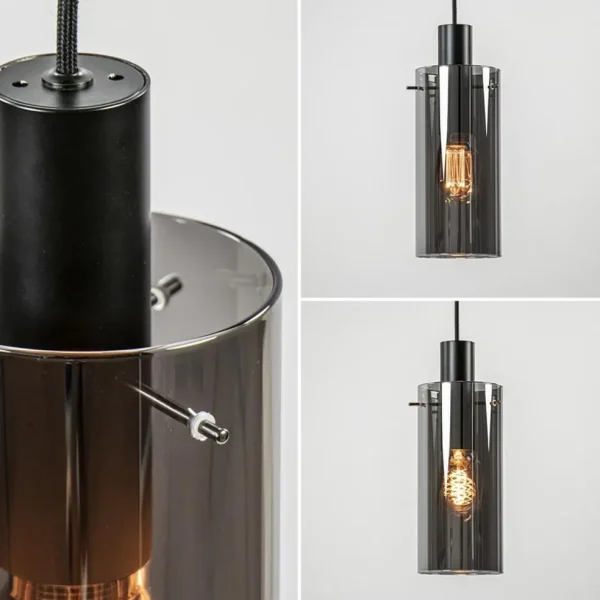 Cheap Straluma Ronde 3-lichts hanglamp met cilinder smoke glas