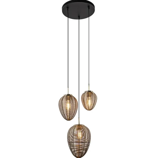 ronde_lichts_hanglamp_yae_1.webp Hot Straluma Ronde 3-lichts hanglamp Yaelle antiek brons met zwart
