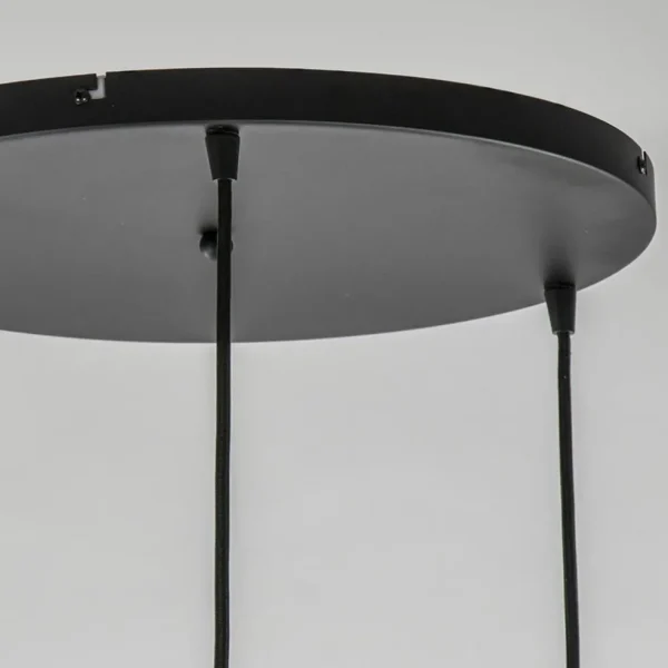 Discount Straluma Ronde 3-lichts hanglamp zwart met smoke/helder glas