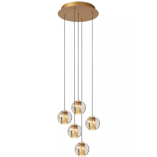 Flash Sale Straluma Ronde 5-lichts LED hanglamp goud met helder glas