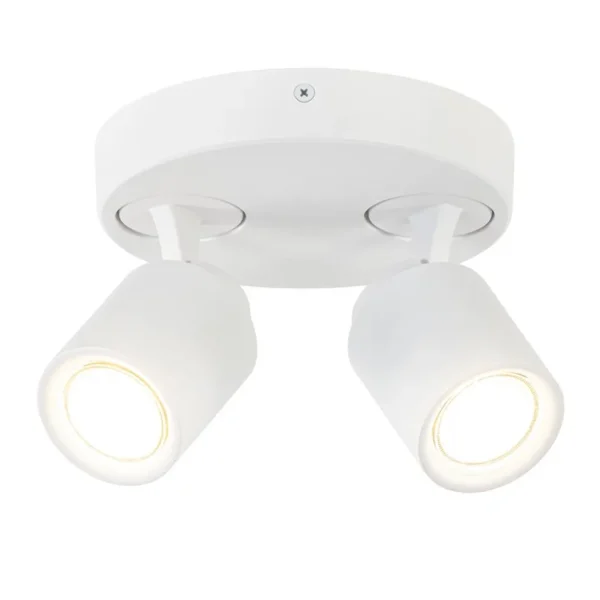 ronde_lichts_opbouwspot_w_1.webp Outlet Straluma Ronde 2-lichts opbouwspot wit metaal verstelbaar