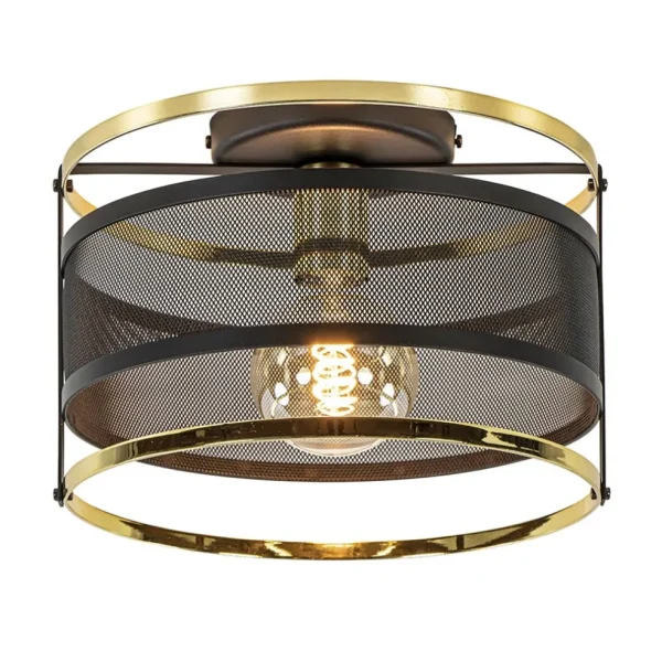 ronde_plafondlamp_gaas_ma_1.webp New Straluma Ronde plafondlamp gaas mat zwart met hoogglans goud