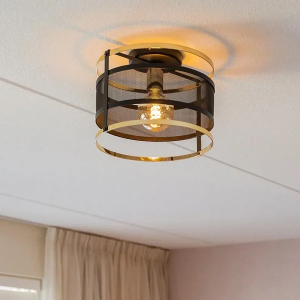 ronde_plafondlamp_gaas_ma_4.webp New Straluma Ronde plafondlamp gaas mat zwart met hoogglans goud