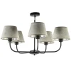 ronde_plafondlamp_lichts__0.webp Shop Straluma Ronde plafondlamp 5-lichts zwart met taupe kapjes