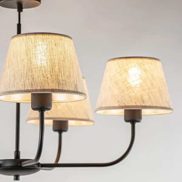 ronde_plafondlamp_lichts__2.webp Shop Straluma Ronde plafondlamp 5-lichts zwart met taupe kapjes
