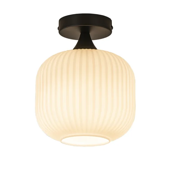 ronde_plafondlamp_retro_z_1.webp Shop Straluma Ronde plafondlamp retro zwart met wit glas