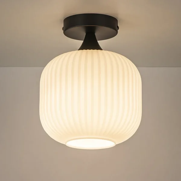 ronde_plafondlamp_retro_z_4.webp Shop Straluma Ronde plafondlamp retro zwart met wit glas