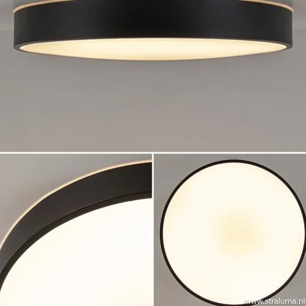Clearance Straluma Ronde plafondlamp zwart inclusief LED en remote