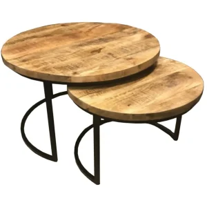 New Straluma Salontafel set van 2 rond hout