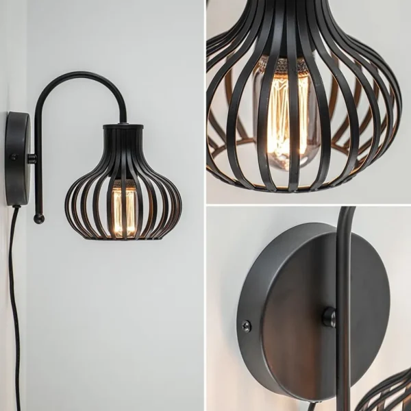 Store Straluma Scandinavische wandlamp mat zwart met snoer